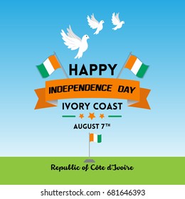 Ivory Coast independence day vector illustration with flag and patriotic elements. Freedom concept with creative designs for banner and backgrounds. 