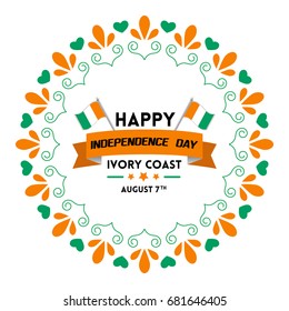 Ivory Coast independence day vector illustration with flag and patriotic elements. Freedom concept with creative designs for banner and backgrounds. 