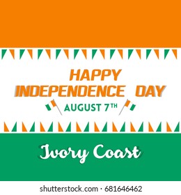 Ivory Coast independence day vector illustration with flag and patriotic elements. Freedom concept with creative designs for banner and backgrounds. 