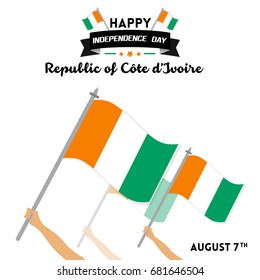 Ivory Coast independence day vector illustration with flag and patriotic elements. Freedom concept with creative designs for banner and backgrounds. 