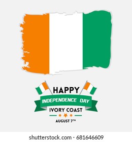 Ivory Coast independence day vector illustration with flag and patriotic elements. Freedom concept with creative designs for banner and backgrounds. 