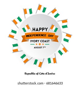 Ivory Coast independence day vector illustration with flag and patriotic elements. Freedom concept with creative designs for banner and backgrounds. 