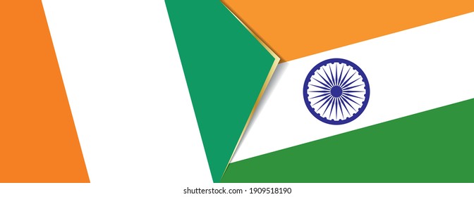 Banderas de Costa de Marfil e India, dos banderas vectoriales símbolo de relación o enfrentamiento.