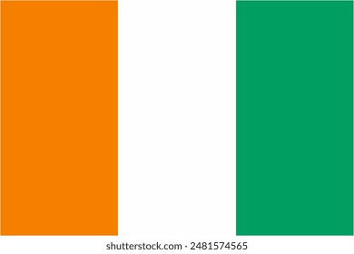Ivory Coast ir Cote D'ivoire official flag vector with standard size and proportion. National flag emblem with accurate size and colors.