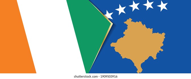 Ivory Coast and Kosovo flags, two vector flags symbol of relationship or confrontation.