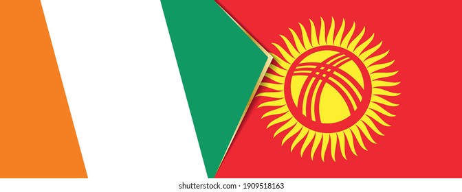 Ivory Coast and Kyrgyzstan flags, two vector flags symbol of relationship or confrontation.