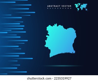 Ivory Coast map with abstract blue background technology.