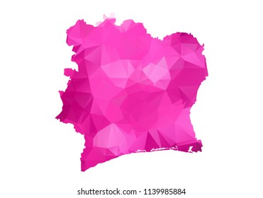 ivory Coast Map - Abstract geometric rumpled triangular low poly style gradient graphic on white background , line dots polygonal design for your . Vector illustration