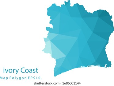 ivory Coast Map Abstract geometric rumpled triangular low poly style gradient graphic on white background