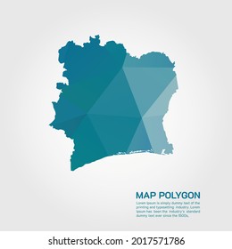 Ivory Coast Map Abstract geometric rumpled triangular low poly style gradient graphic on white background