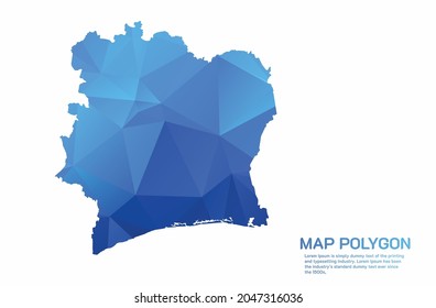 Ivory Coast Map Abstract geometric rumpled triangular low poly style gradient graphic on white background