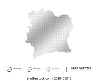 Ivory Coast map abstract line gray on white background vector for presentation. Creative concept for infographic.