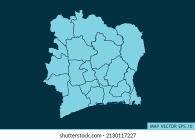 Ivory Coast map ,Abstract mash line and point scales on dark background for your web site design map logo, app, ui ,Travel. Vector illustration eps 10.