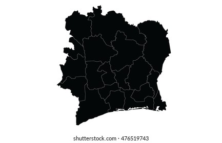 Ivory Coast map black color