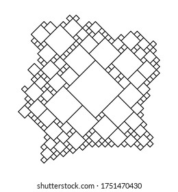 Ivory Coast map from black pattern from a grid of squares of different sizes . Vector illustration.