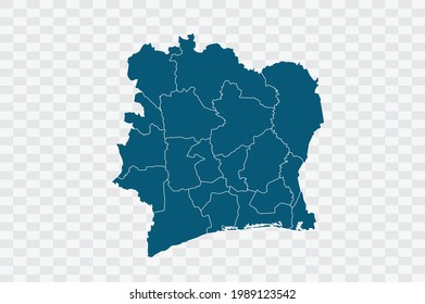 Ivory Coast map blue Color on Backgound png