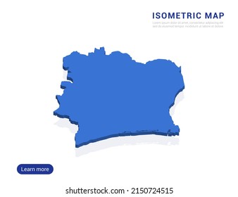 Ivory Coast map blue isolated on white background with 3d isometric vector illustration.