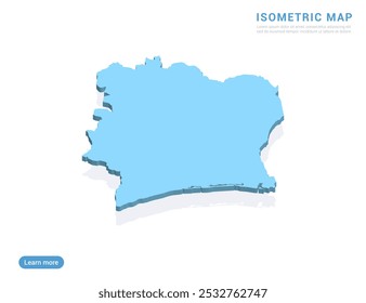 Costa de Marfil mapa azul sobre fondo blanco con Vector isométrico.