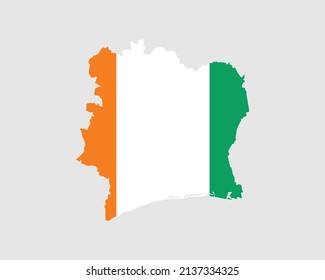 Elfenbeinküstenkarte Flag. Karte der Republik Côte d'Ivoire mit dem ivorischen Länderbanner. Vektorgrafik.