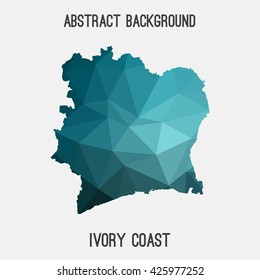 Ivory Coast map in geometric polygonal style.Abstract tessellation,modern design background. Vector illustration EPS8