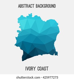 Ivory Coast map in geometric polygonal style.Abstract tessellation,modern design background. Vector illustration EPS8
