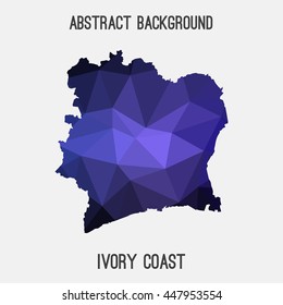 Ivory Coast map in geometric polygonal,mosaic style.Abstract tessellation,modern design background. Vector illustration EPS8