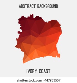 Ivory Coast map in geometric polygonal,mosaic style.Abstract tessellation,modern design background. Vector illustration EPS8