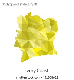 Ivory Coast map in geometric polygonal,mosaic style.Abstract gems triangle,modern design background. Vector illustration EPS10