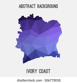Ivory Coast map in geometric polygonal,mosaic style.Abstract tessellation,modern design background,low poly. Vector illustration.
