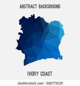 Ivory Coast map in geometric polygonal,mosaic style.Abstract tessellation,modern design background,low poly. Vector illustration.