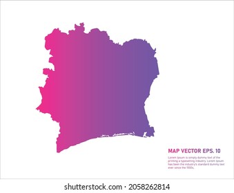 Ivory Coast map gradient color . on white background. 