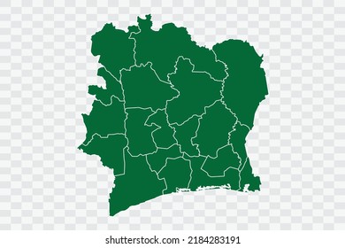 Ivory Coast Map green Color on White Background quality files Png