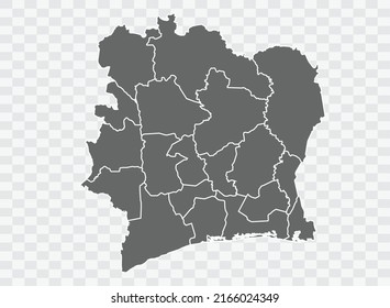 Ivory Coast Map grey Color on Background png