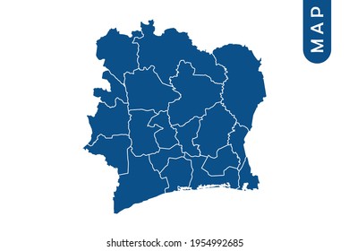 Ivory Coast map High Detailed on white background. Abstract design vector illustration eps 10