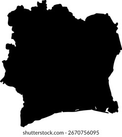 Costa de Marfil Costa de Marfil icono de mapa negro, aislado Costa de Marfil silueta, plano mapa de Vector, país geografía ilustración