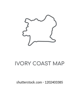 Ivory Coast map linear icon. Ivory Coast map concept stroke symbol design. Thin graphic elements vector illustration, outline pattern on a white background, eps 10.