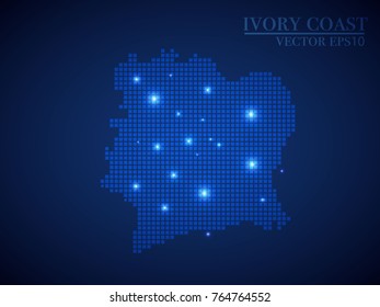 Ivory Coast map page symbol for your web site design Ivory Coast map logo, app, UI. Wire frame 3D mesh polygonal network line, design sphere, dot and structure.