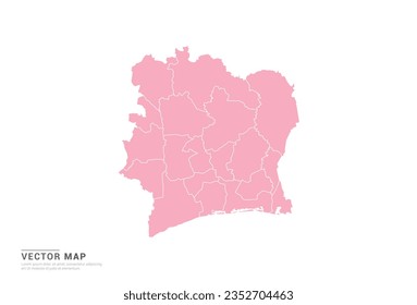 Mapa de Costa de Marfil - Estilo abstracto rosado aislado en fondo blanco para infografía, vector de diseño.
