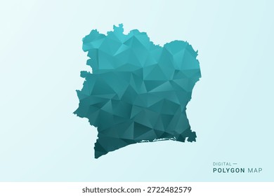 Elfenbeinküste Karte - Polygon Stil Vektorgrafik in blau-grün Low Poly geometrischen Design, moderne minimale Silhouette.