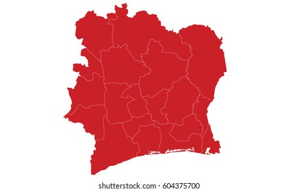 Ivory Coast map red color