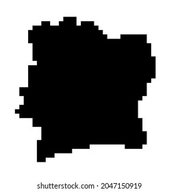Ivory Coast map silhouette from black square pixels. Vector illustration.