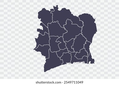 Costa do Marfim Mapa Slate Color on White Background qualidade arquivos Png