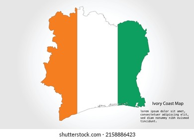 Ivory Coast Map stripes. Vector illustration Color on White Backgound