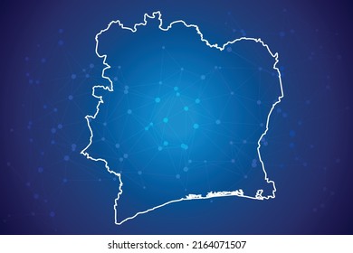 Ivory Coast Map Technology  with network connection background