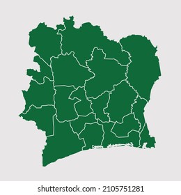 Ivory Coast map vector, Abstract design vector illustration Eps 10. Green color palette color. High Detailed on white background.