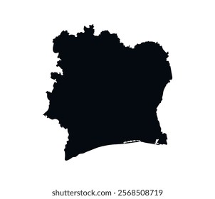 Ivory Coast Map vector icon. Map of Ivory Coast Black Silhouette.
