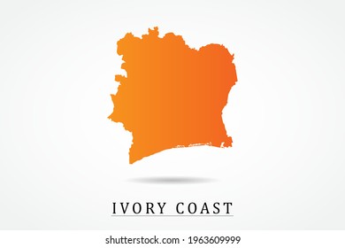 Ivory Coast Map    World Map International vector template and Orange gradient color isolated white background    Vector illustration eps 10