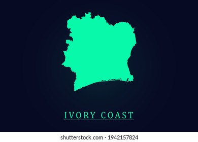 Ivory Coast Map - World map vector template with green color gradient isolated on dark background - Vector illustration eps 10
