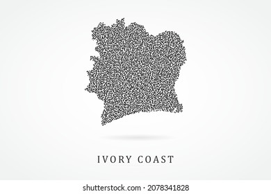 Ivory Coast Map - World map vector template with Black grid on white background  for education, infographic, design, website, banner - Vector illustration eps 10