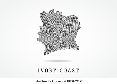 Ivory Coast Map - World map vector template with Black dots, grid, grunge, halftone style isolated on white background for education, infographic, design - Vector illustration eps 10